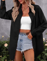 Fashion Loose Candy Color Long Sleeve Shirt Top - WOMONA.COM