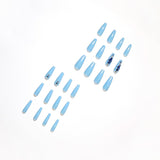 Fake Nails Full Diamond Series Wear Dark Blue White - WOMONA.COM