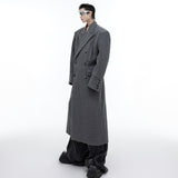 Three Dimensional Deconstruction Shoulder Pad Woolen Long Coat - WOMONA.COM