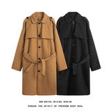 Men's Solid Color Mid-length Woolen Coat - WOMONA.COM