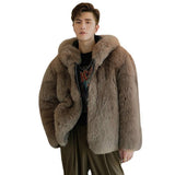 Men's Trendy Faux Fox Fur Coat - WOMONA.COM