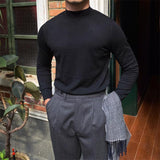 Fleece Semi-turtleneck Slim Knit Vintage - WOMONA.COM