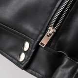Chain Loose Female PU Leather Jacket Ladies Jacket - WOMONA.COM