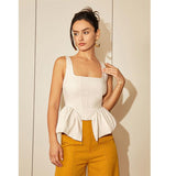 Square Collar Irregular Spaghetti-strap Vest - WOMONA.COM