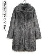 Men's Overcoat Faux Fur Coat Long Trench Coat - WOMONA.COM