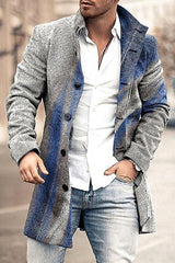Men's Woolen Stand Collar Mid-length Trench Coat - WOMONA.COM