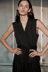 Women's Slim Slimming Pleated Vest Dress - WOMONA.COM