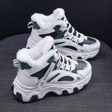 Fashion Black White Lace-up Sneakers Winter - WOMONA.COM