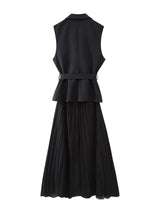 Women's Slim Slimming Pleated Vest Dress - WOMONA.COM