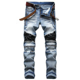 Men's Motorcycle Zipper Oversized Jeans - WOMONA.COM