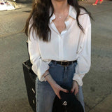 Long Sleeve White Shirt Women's Blouse Chiffon Professional - WOMONA.COM