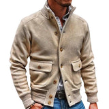 Jacket Men's Stand Collar Solid Color Top - WOMONA.COM