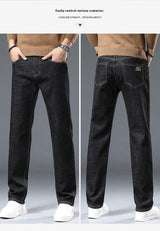 Winter Fleece-lined Thick Jeans Men's