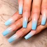 Long Ballet Flat Head Pointed Water Drop Fake Nails - WOMONA.COM