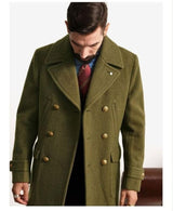 Men's Medium Length Long Sleeved Woolen Coat - WOMONA.COM