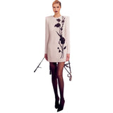 Three-dimensional Flowers Bead Long Sleeve Dress - WOMONA.COM
