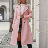 Women's Trench Coat Lapel Pocket Double Breasted Coat
