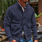 Jacket Men's Stand Collar Solid Color Top - WOMONA.COM