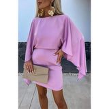Women's Fashion New Satin Bat Sleeve Dress - WOMONA.COM