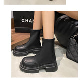 Thick Soled Black Martin Boots For Women - WOMONA.COM
