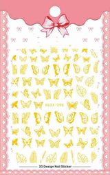 Black Butterfly Nails Stickers Decals White Flower Adhesive Manicure - WOMONA.COM