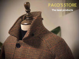 Vintage Gentleman Houndstooth Men's Clothing Woolen Coat - WOMONA.COM