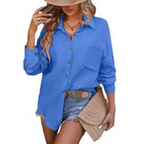 Women's Drop Shoulder Champray Long Sleeve Shirt - WOMONA.COM