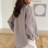 Pure Cotton Plaid Simple Loose Women's Fashion Shirt - WOMONA.COM