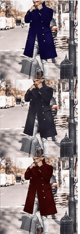 Mid-length Double-breasted Woolen Trench Coat - WOMONA.COM