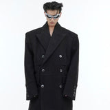 Three Dimensional Deconstruction Shoulder Pad Woolen Long Coat - WOMONA.COM