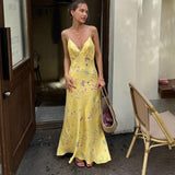 Cold-shoulder High Waist Deep V Print Dress