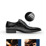 Cowhide Hand Colored Embossed Men's Shoes - WOMONA.COM