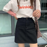 Denim A-line Wrap Hip Skirt - WOMONA.COM