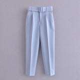 Fashionable Long Pants With Belt - WOMONA.COM