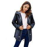 Long Raincoat Women's Hooded Jacket - WOMONA.COM