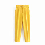 Fashionable Long Pants With Belt - WOMONA.COM