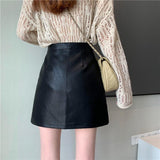 Irregular Zipper Slim Leather Skirt - WOMONA.COM