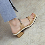 Leather One-word Sandals And Slippers - WOMONA.COM