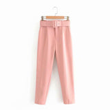Fashionable Long Pants With Belt - WOMONA.COM