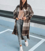 Plaid Single-breasted Casual Shirt Jacket - WOMONA.COM