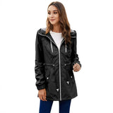Long Raincoat Women's Hooded Jacket - WOMONA.COM