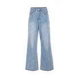 Wide-leg casual straight-leg jeans plus size mopping pants - WOMONA.COM