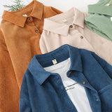 Corduroy long-sleeved shirt - WOMONA.COM