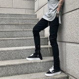 Slim drawstring zipper casual pants men - WOMONA.COM