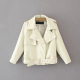 nine-point sleeve PU leather jacket - WOMONA.COM