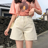 Wide-leg denim shorts - WOMONA.COM