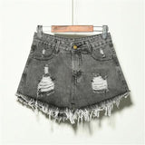 Ripped loose denim shorts - WOMONA.COM