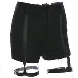 Black Elastic High Waist Slim Shorts - WOMONA.COM