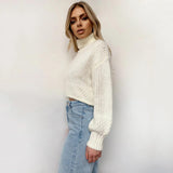Loose sleeve knitted woolen sweater - WOMONA.COM