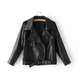 nine-point sleeve PU leather jacket - WOMONA.COM